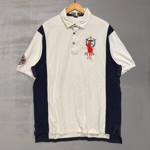 Polo Ralph Lauren Polo Shirt White Navy Big Pony Rugby Coastal Rescue XLT Tall